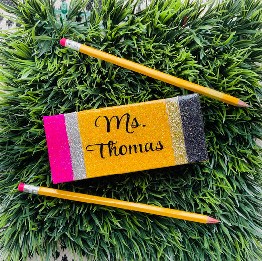 Glitter Eraser, white board eraser, personalized teacher gift, personalized eraser
