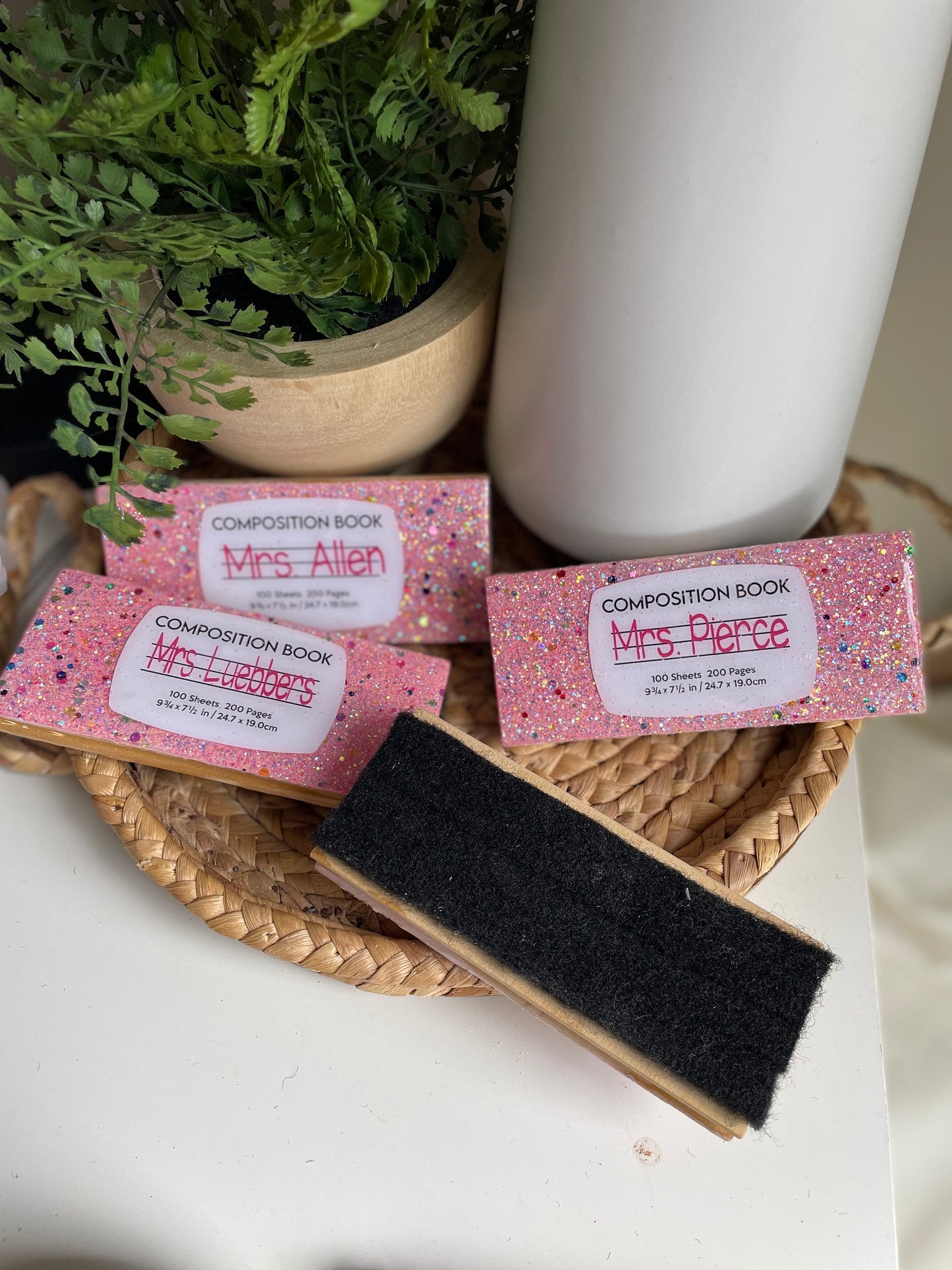 Glitter eraser, white board eraser, personalized teacher gift, custom eraser