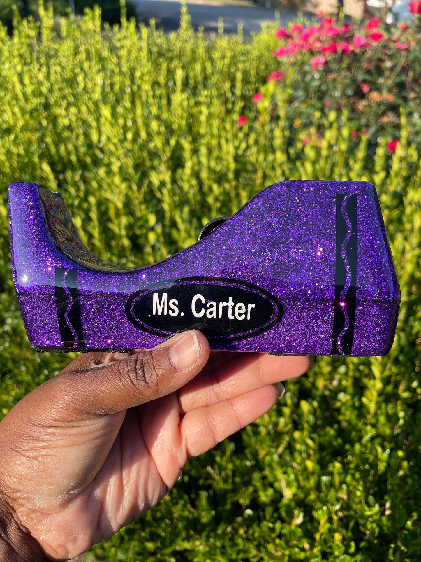 Crayon tape dispenser , glitter tape dispenser, personalized tape dispenser