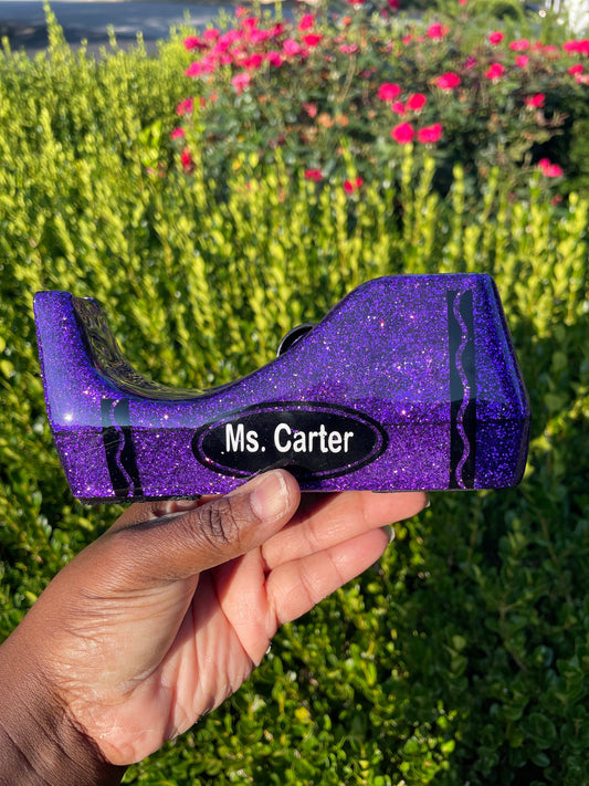 Crayon tape dispenser , glitter tape dispenser, personalized tape dispenser
