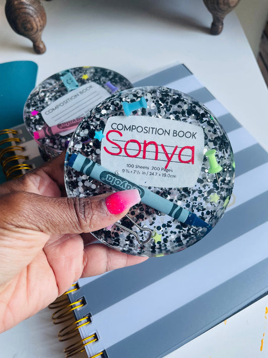 Teacher coaster, personalized coaster, crayon coaster, composition coaster, school supplies coaster