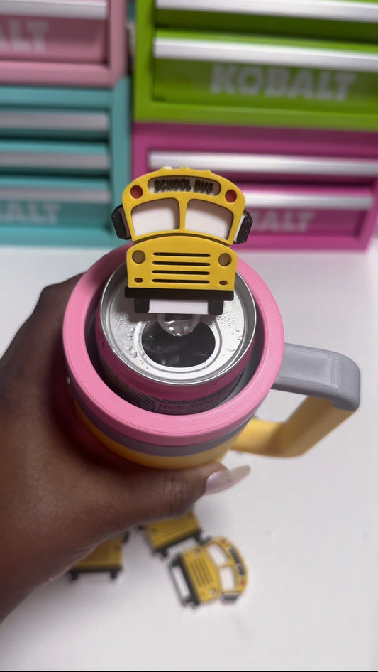 Bus soda can opener
