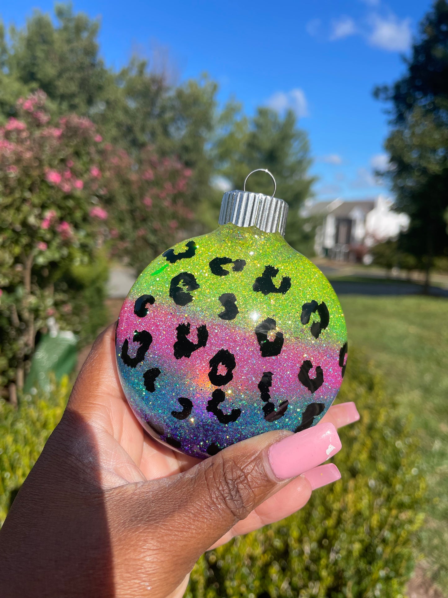 Neon Leopard Ornament