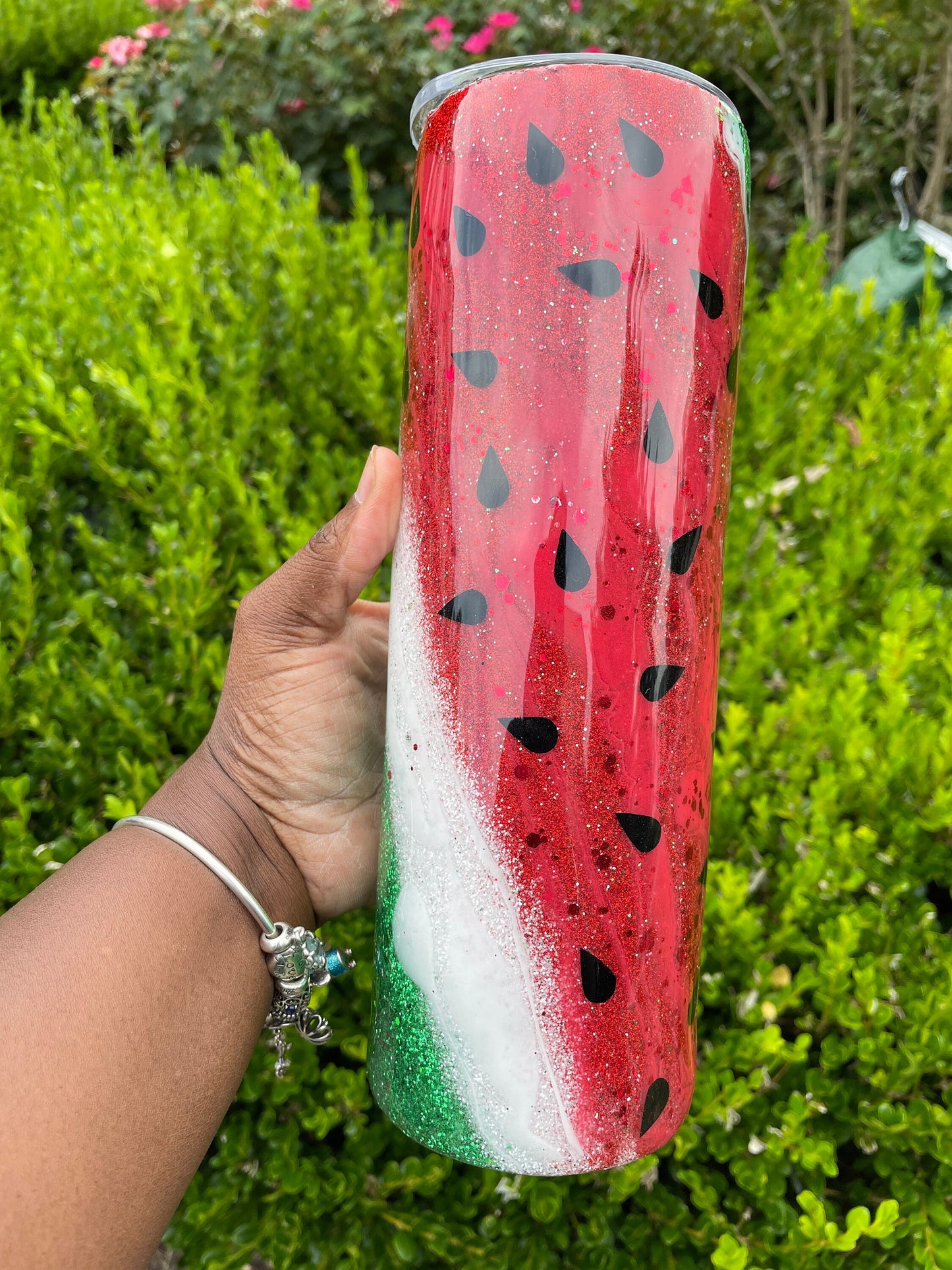 Watermelon Milky Way tumbler- watermelon glitter tumbler