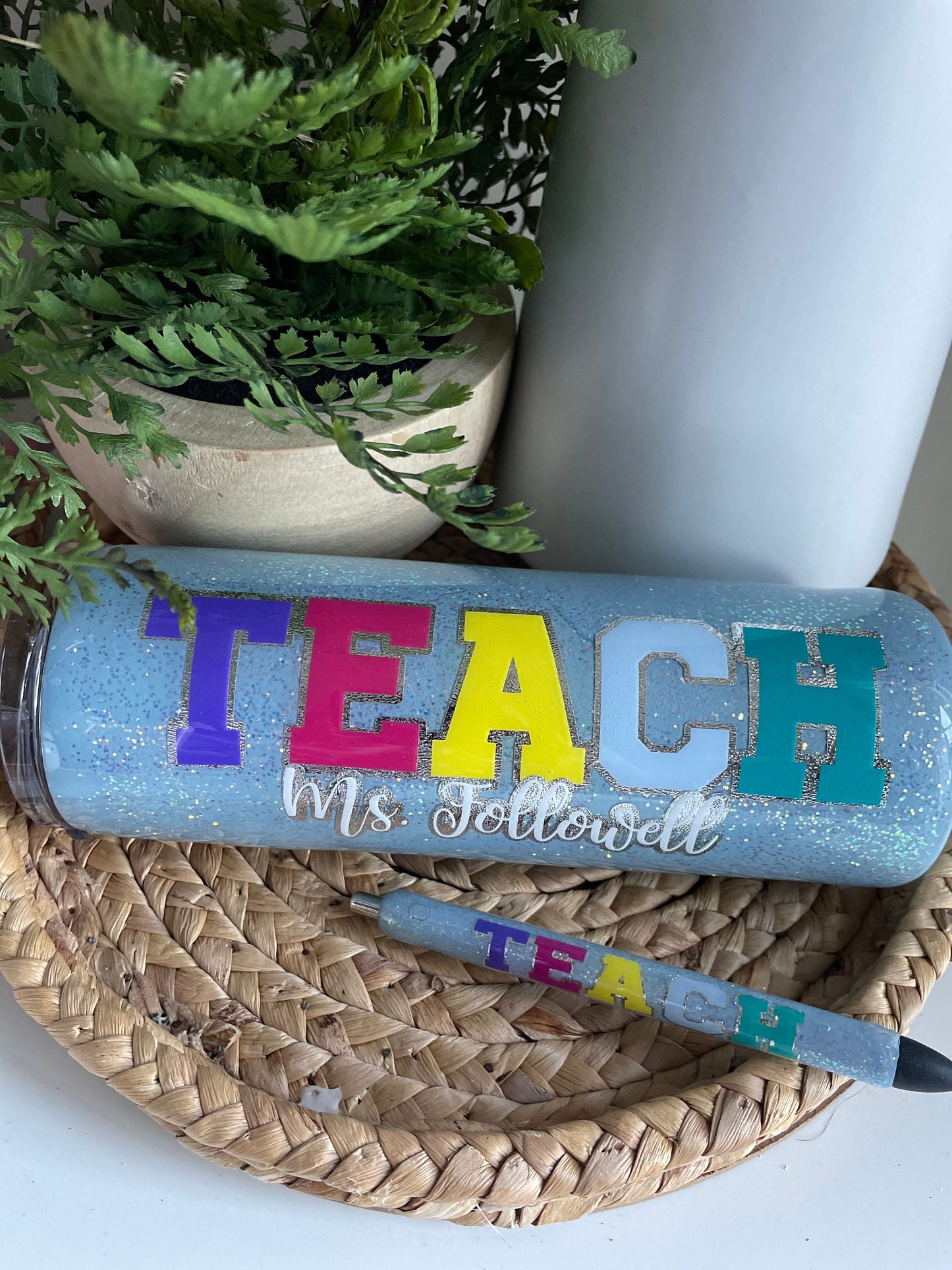 Teacher Varsity Tumbler, Teacher Cup, Teacher gift set, Teacher Appreciation, Teacher Pen