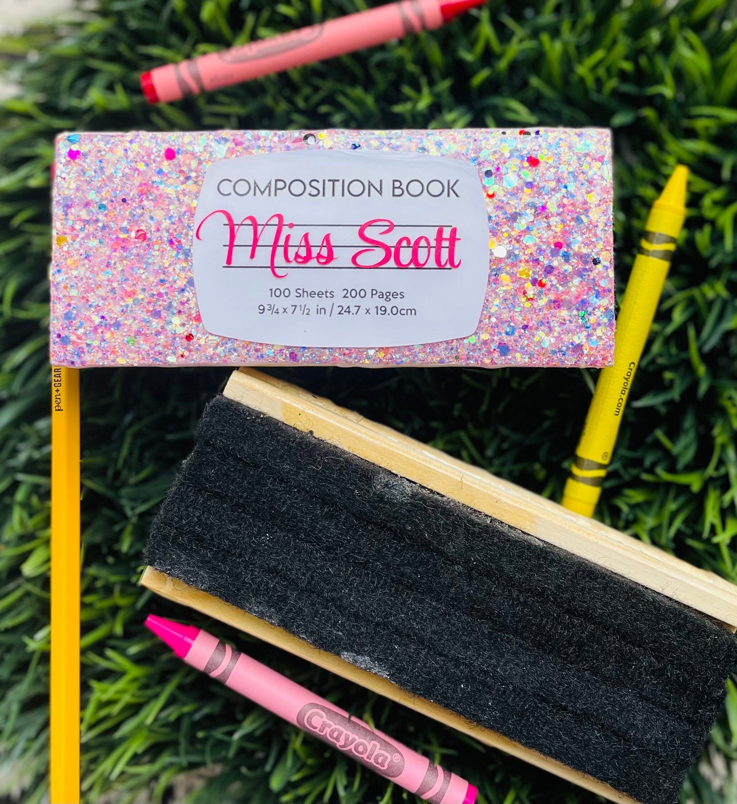 Glitter eraser, white board eraser, personalized teacher gift, custom eraser