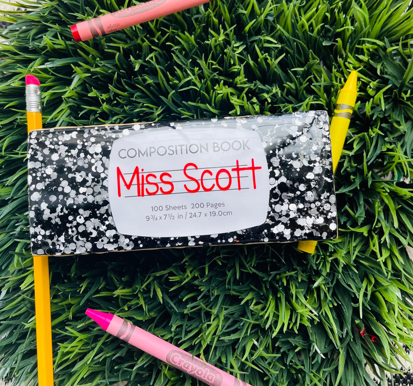 Glitter eraser, white board eraser, personalized teacher gift, custom eraser