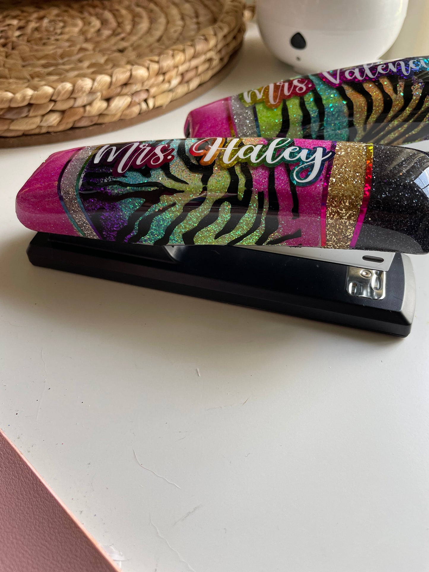 Personalized Glitter Stapler, Zebra Print, Rainbow Glitter Stapler, pencil stapler, Personalized Gifts,  Teacher Gifts, gifts for her, Admin