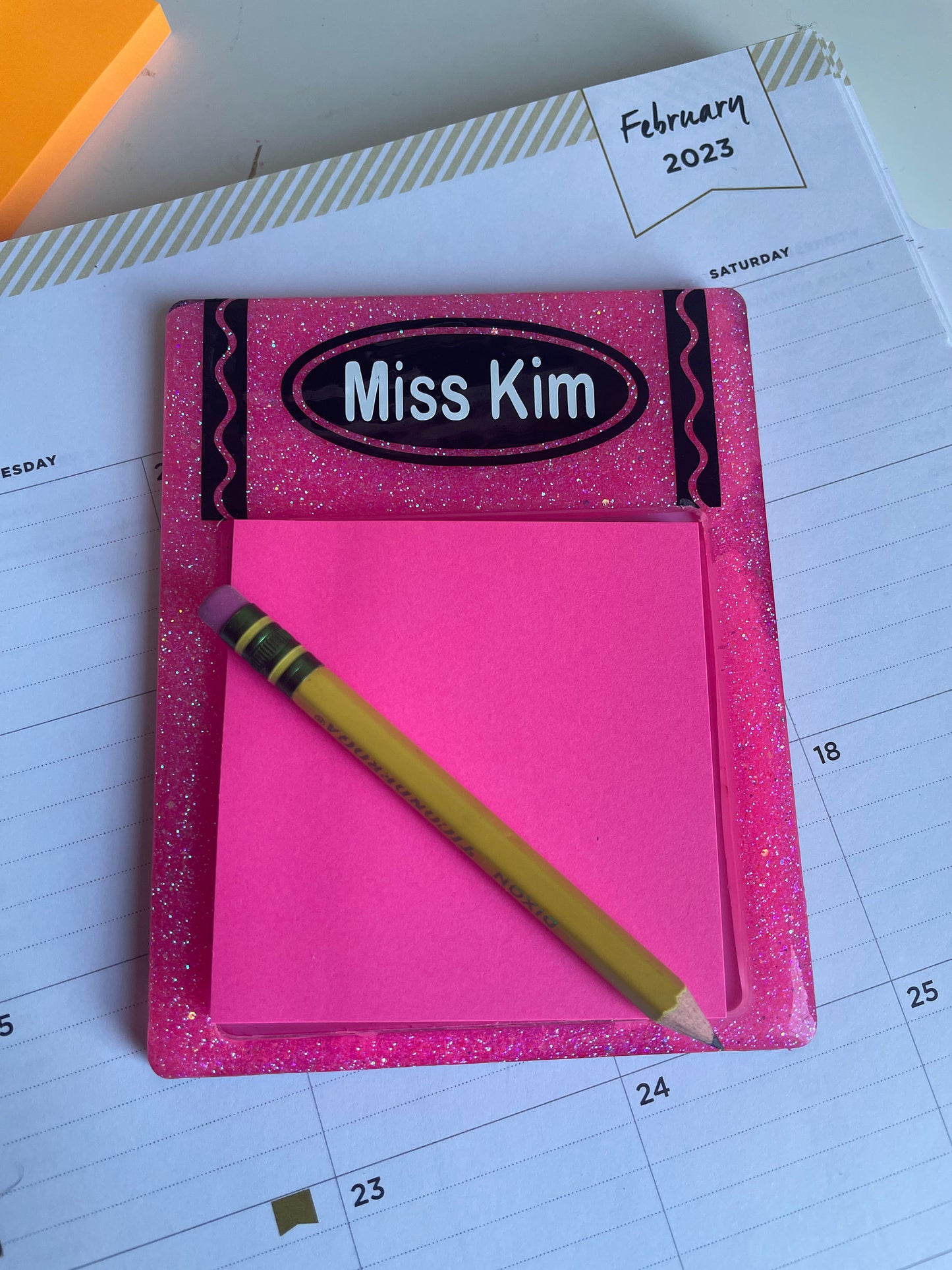 Sticky note holder, glitter sticky note holder, Secretary gift, teacher gift,Personalized teacher gift, post it note holder
